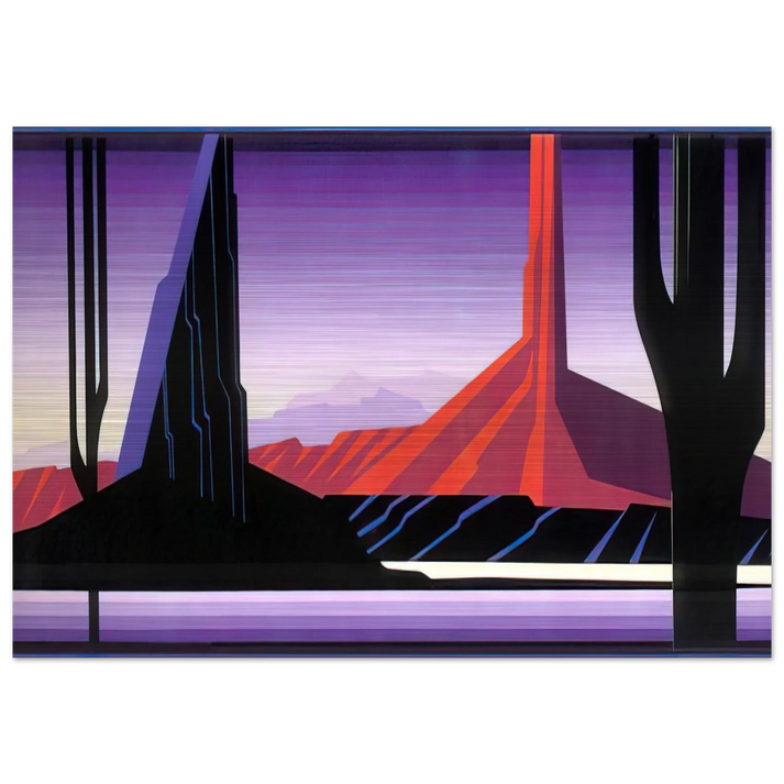 Beneath A Silent Sky - Eyvind Earle Brushed Aluminum Print - 70x100 cm / 28x40 inches | Eyvind Earle Aluminum Print | Eyvind Earle Prints
