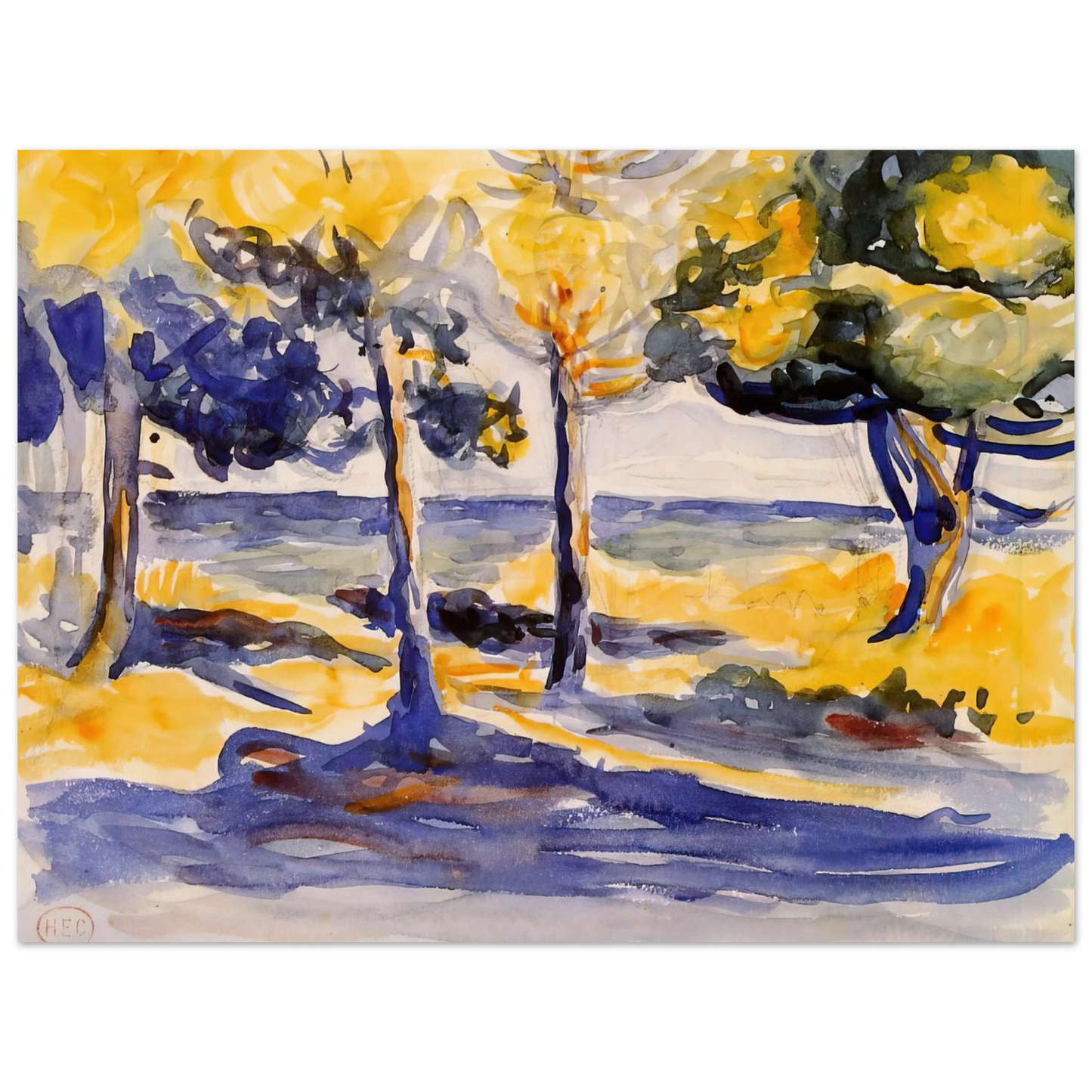 Henri-Edmond Cross - Trees by the Sea 75x100 cm / 30x40inches Fine Art Poster