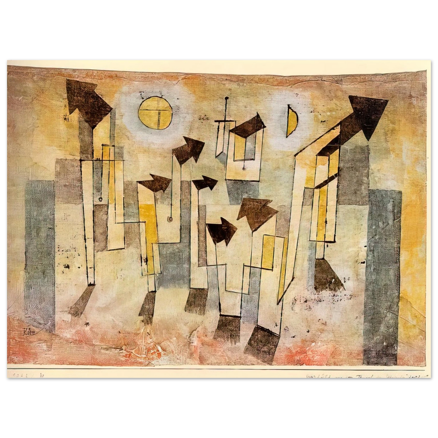 Paul Klee - WALL PAINTING FROM THE TEMPLE OF LONGING 1922 75x100 cm / 30x40inches Fine Art Poster