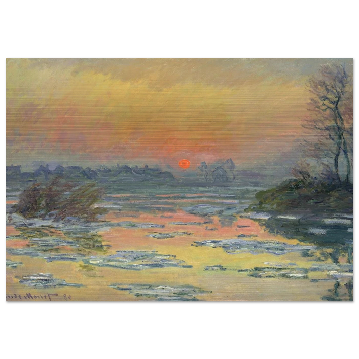 Sunset on the Seine in Winter - claude monet Brushed Aluminum Print - 70x100 cm / 28x40 inches | claude monet Aluminum Print | claude monet Prints