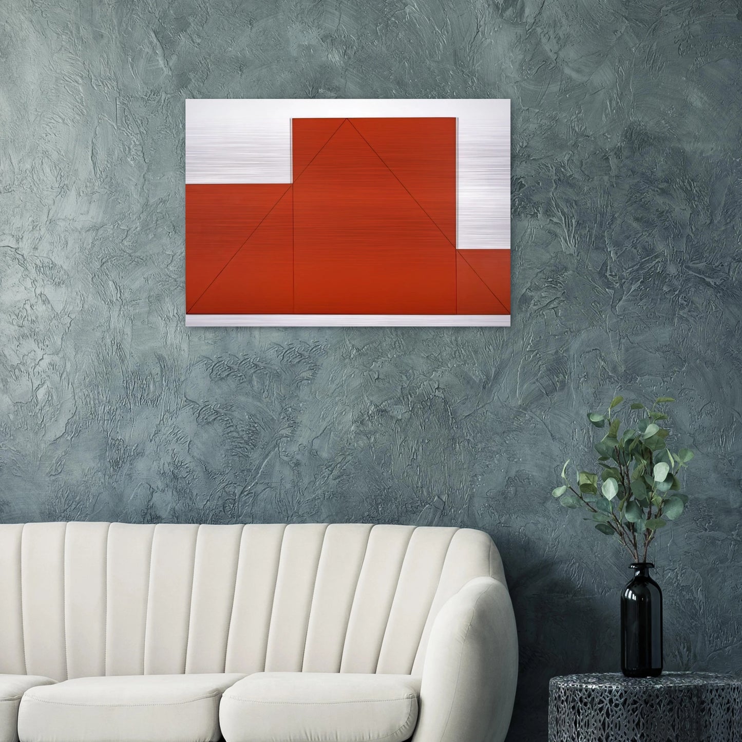 A TRIANGLE WITHIN THREE RECTANGLES 1977 - Robert Mangold Brushed Aluminum Print - 70x100 cm / 28x40 inches | Robert Mangold Aluminum Print | Robert Mangold Prints