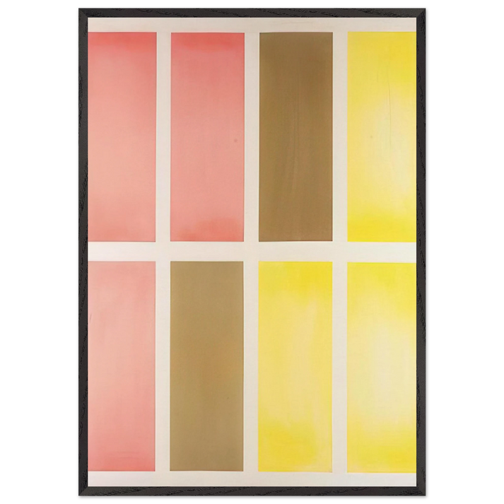 Untitled Red Brown and Yellow - Abstract Expressionism - Mark Lancaster 70x100 cm / 28x40 inches Framed Art Print – Black Wooden Frame