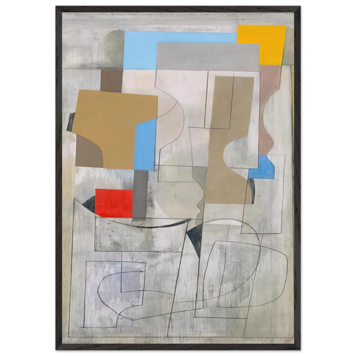 Feb 28-53 vertical seconds - 1953 - Ben Nicholson 70x100 cm / 28x40 inches Framed Art Print – Black Wooden Frame