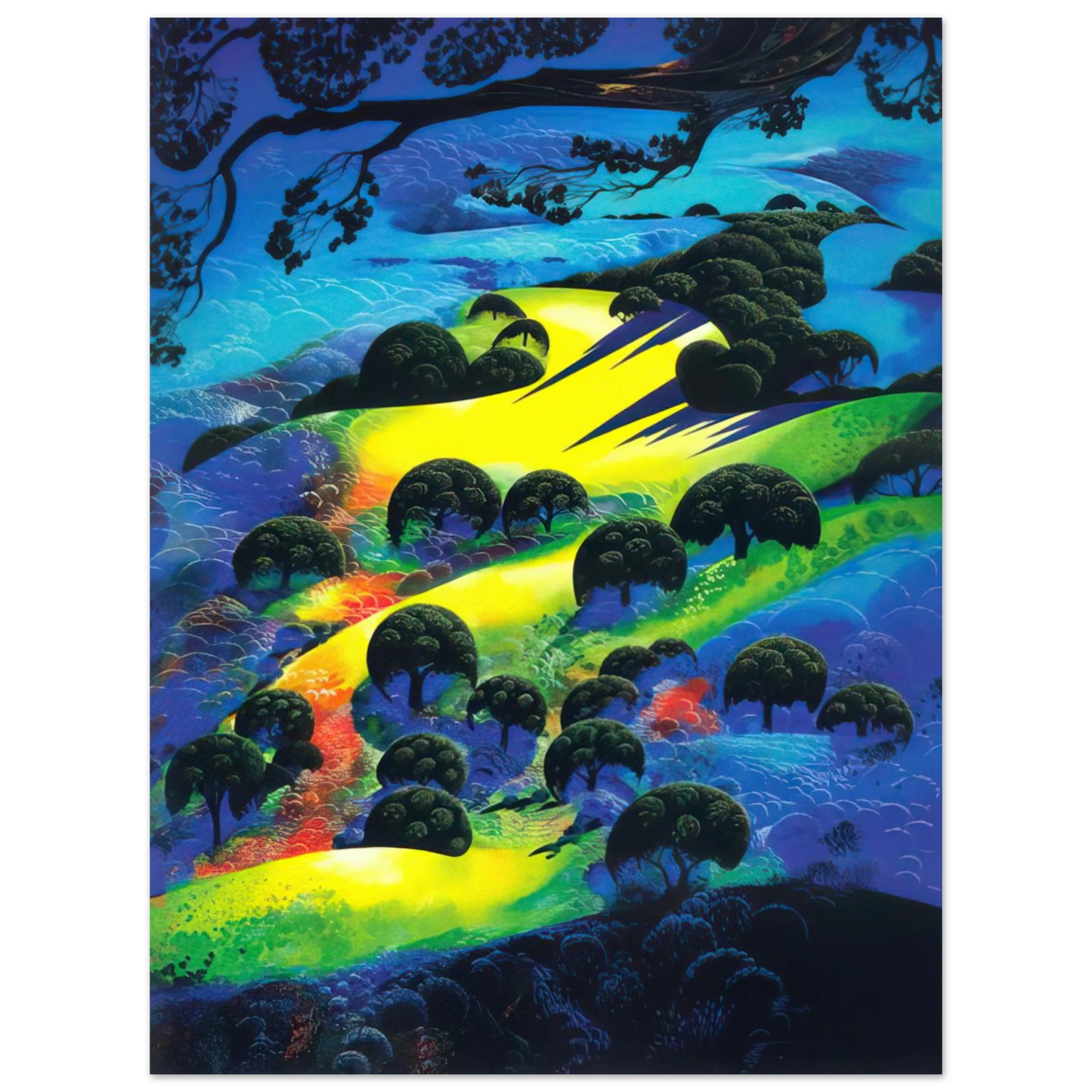Eyvind Earle - Fading Sunset Flame 75x100 cm / 30x40inches Fine Art Poster
