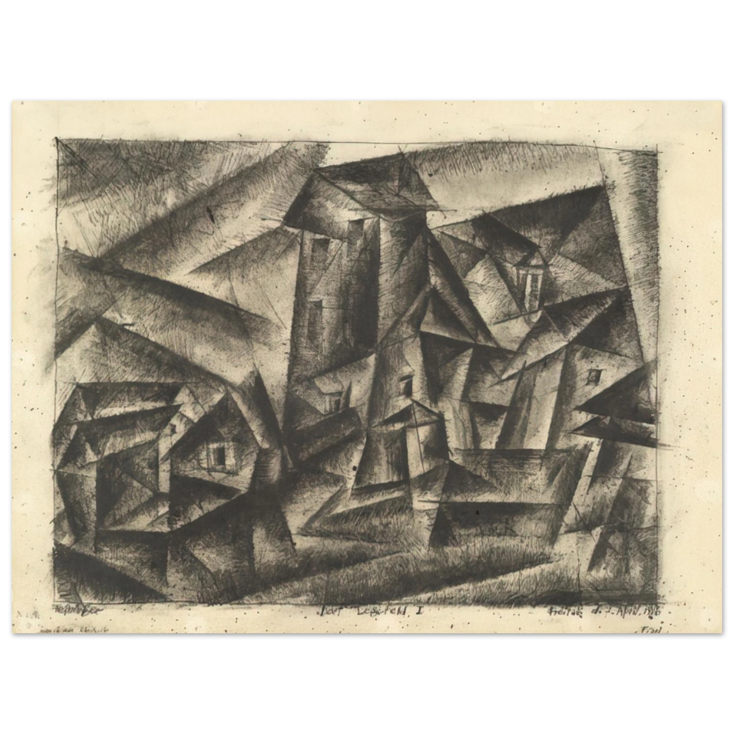 Lyonel Feininger - THE VILLAGE OF LEGEFELD I DORF LEGEFELD I 1916 75x100 cm / 30x40inches Fine Art Poster