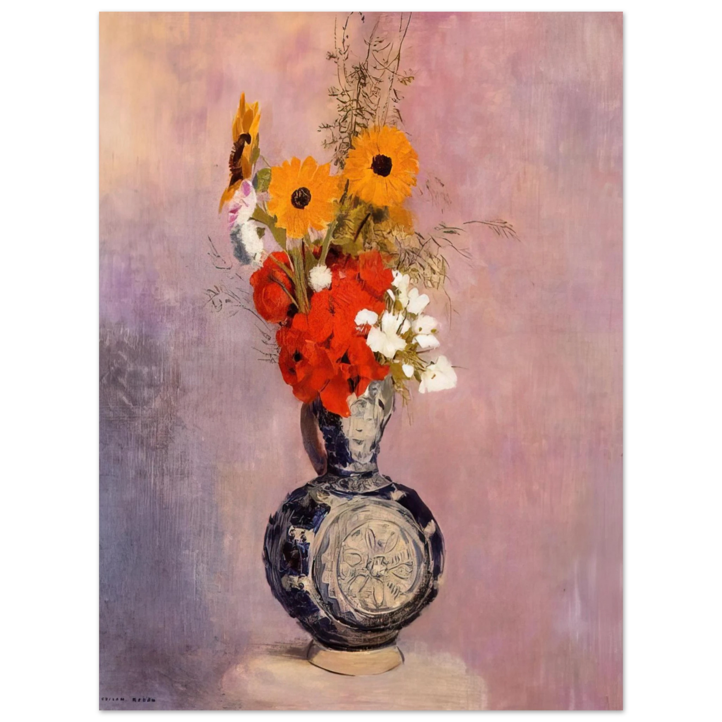 Odilon Redon - BOUQUET OF FLOWERS IN A BLUE VASE 2 75x100 cm / 30x40inches Fine Art Poster