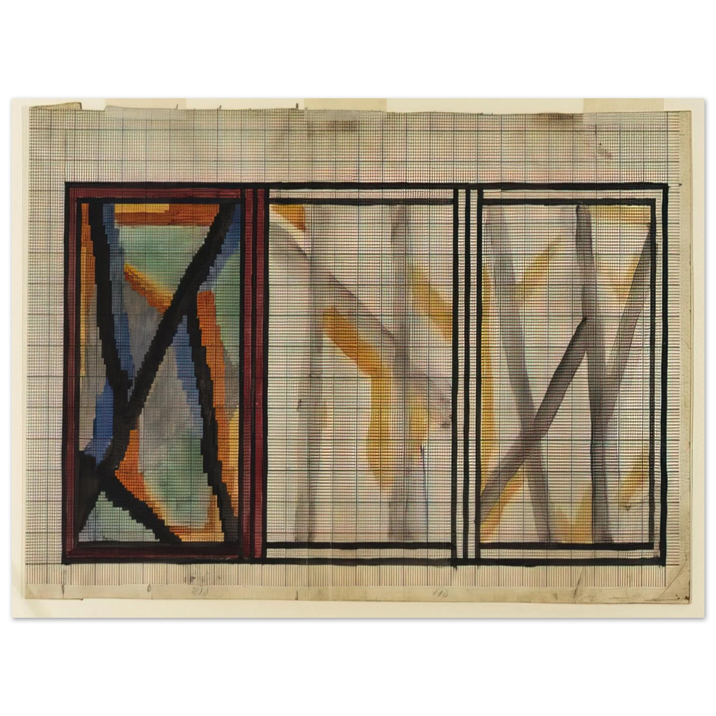 Vanessa Bell - PRELIMINARY DESIGN FOR LADY HAMILTON RUG 1914 75x100 cm / 30x40inches Fine Art Poster