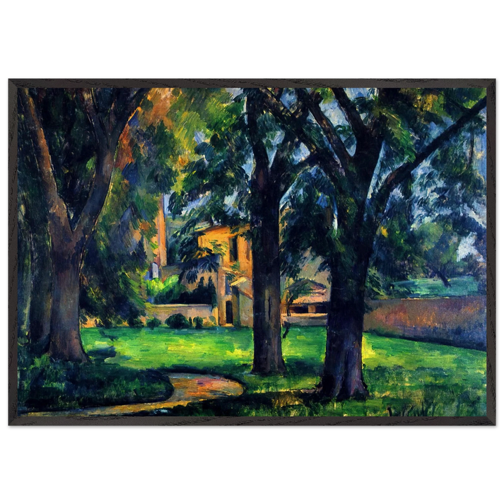 Chestnut Tree and Farm - Paul Cezanne 70x100 cm / 28x40 inches Framed Art Print – Black Wooden Frame
