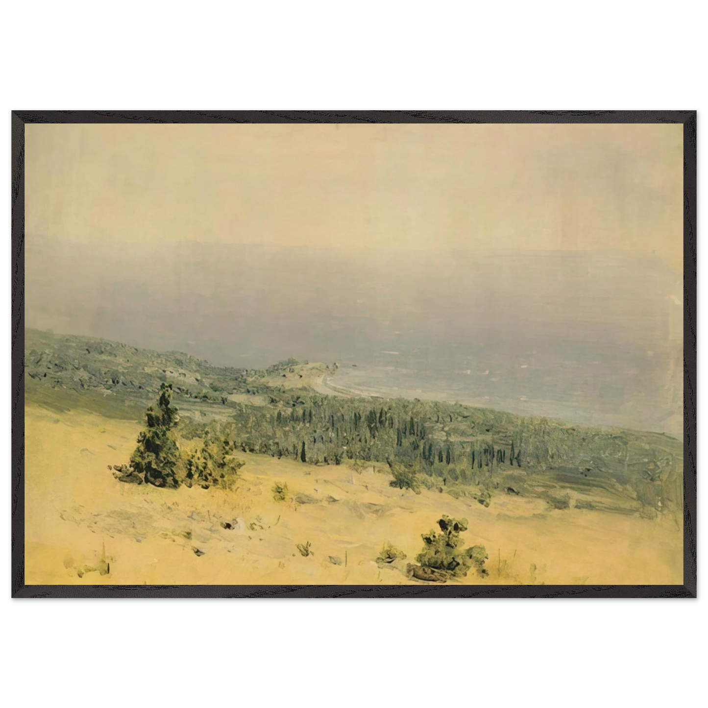 View of the beach and sea from the mountains Crimea - Arkhyp Kuindzhi 70x100 cm / 28x40 inches Framed Art Print – Black Wooden Frame