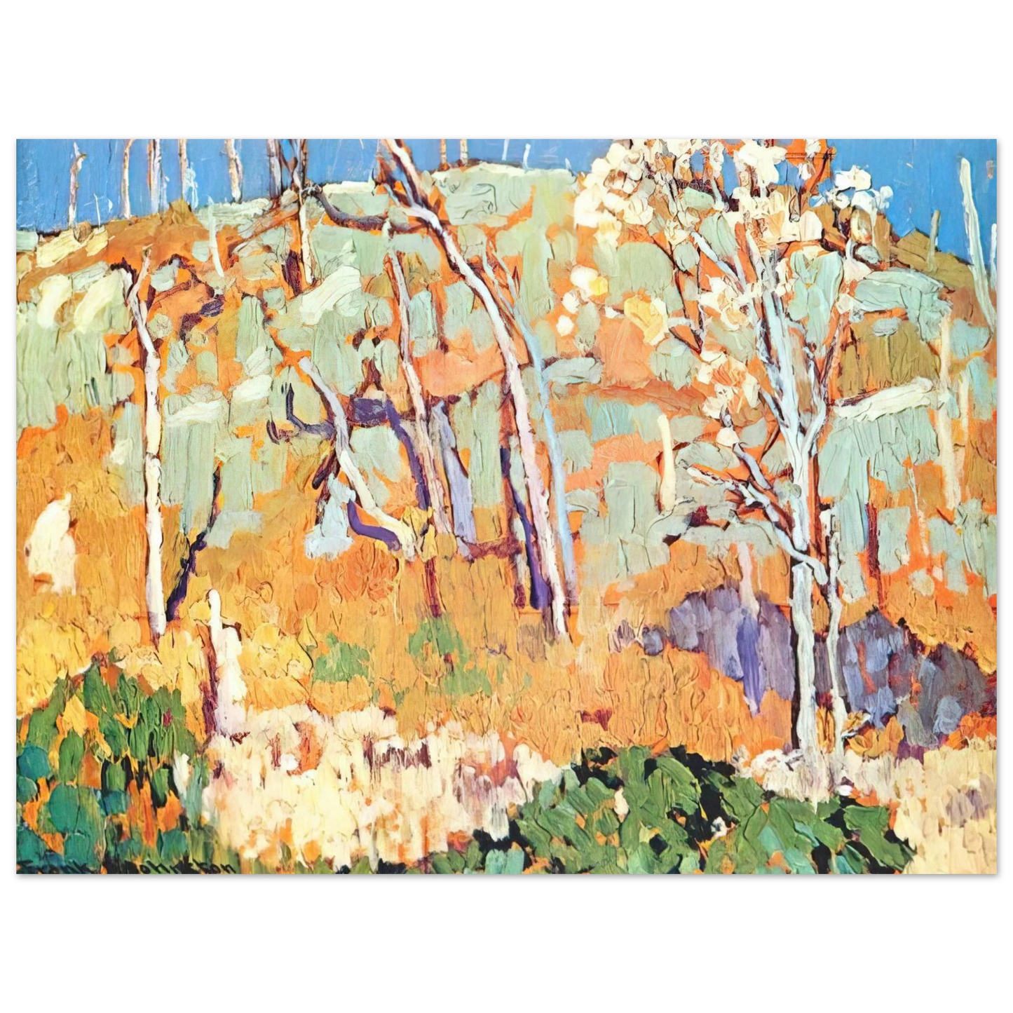 Frank Johnston - Patterned Hillside - 1918 75x100 cm / 30x40inches Fine Art Poster