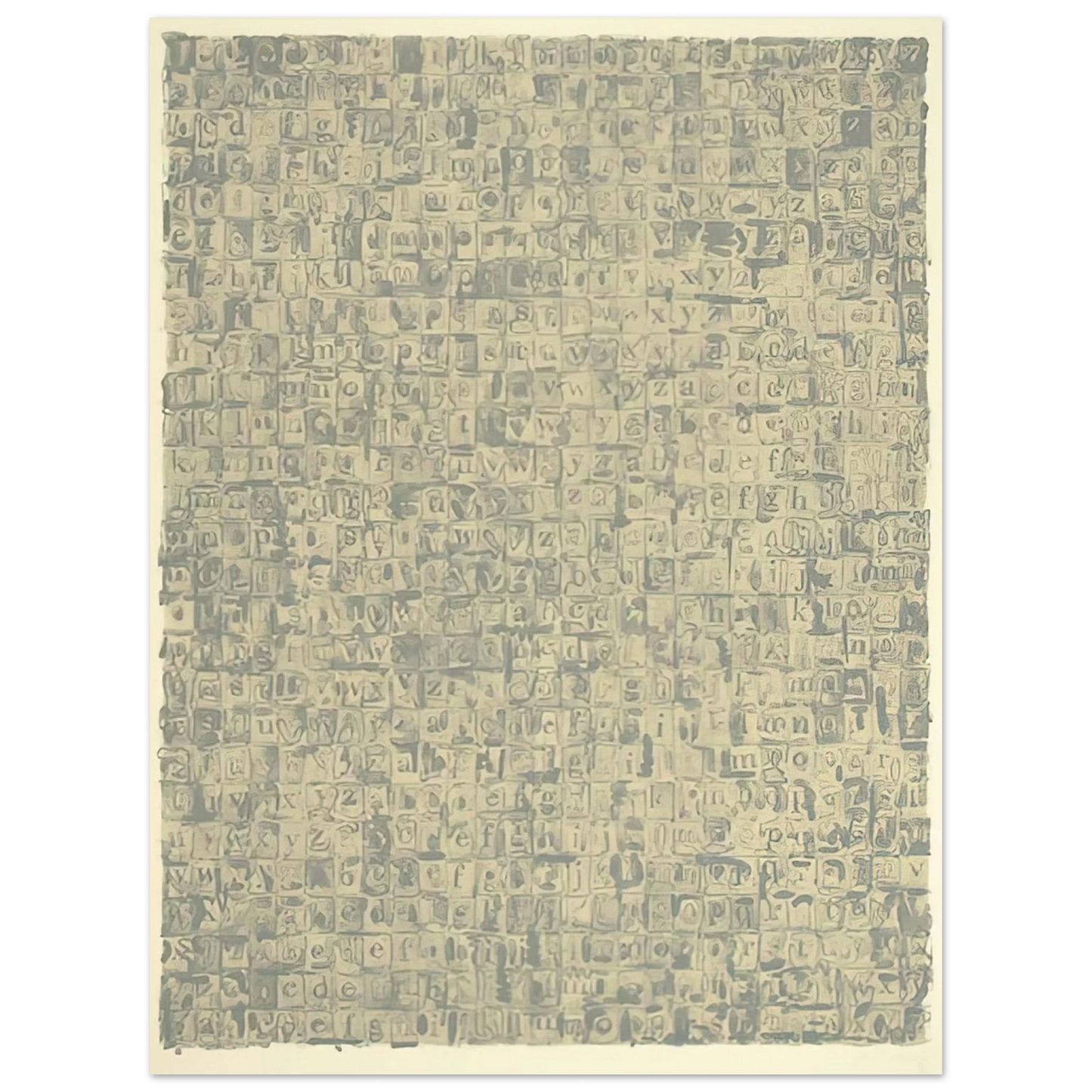 Jasper Johns - GRAY ALPHABETS ULAE 57 1968 75x100 cm / 30x40inches Fine Art Poster