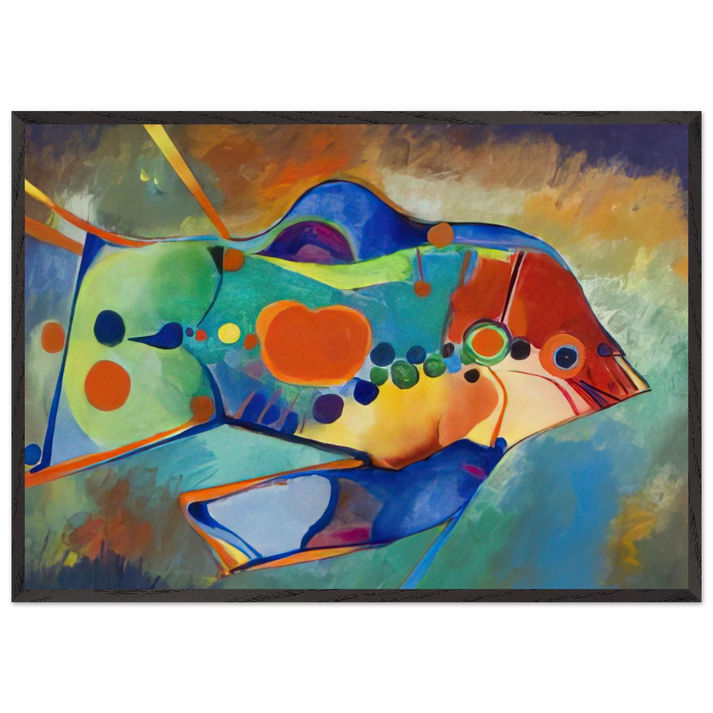 Fish - Naive Art Primitivism - Aldemir Martins 70x100 cm / 28x40 inches Framed Art Print – Black Wooden Frame
