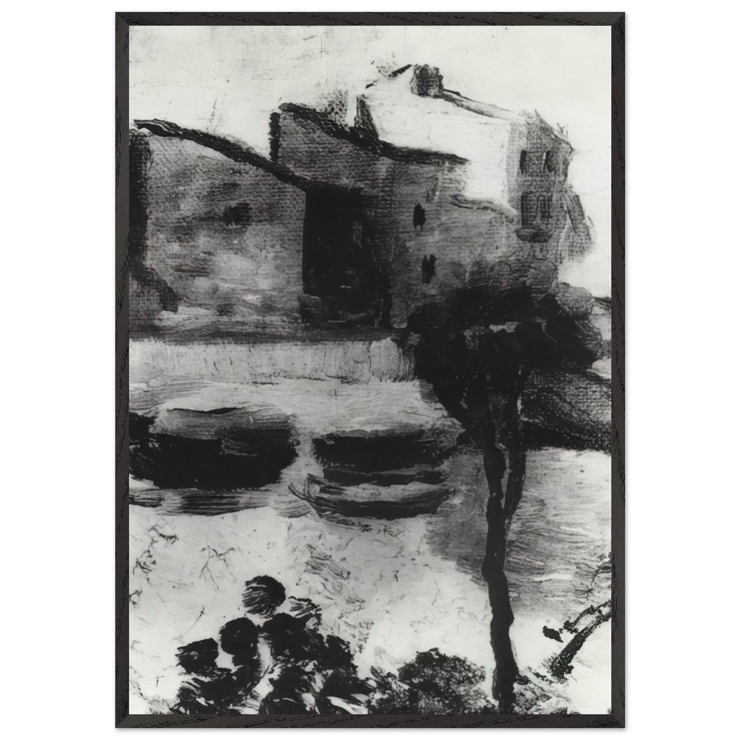 LLANE BEACH CADAQUES - Salvador Dali 70x100 cm / 28x40 inches Framed Art Print – Black Wooden Frame