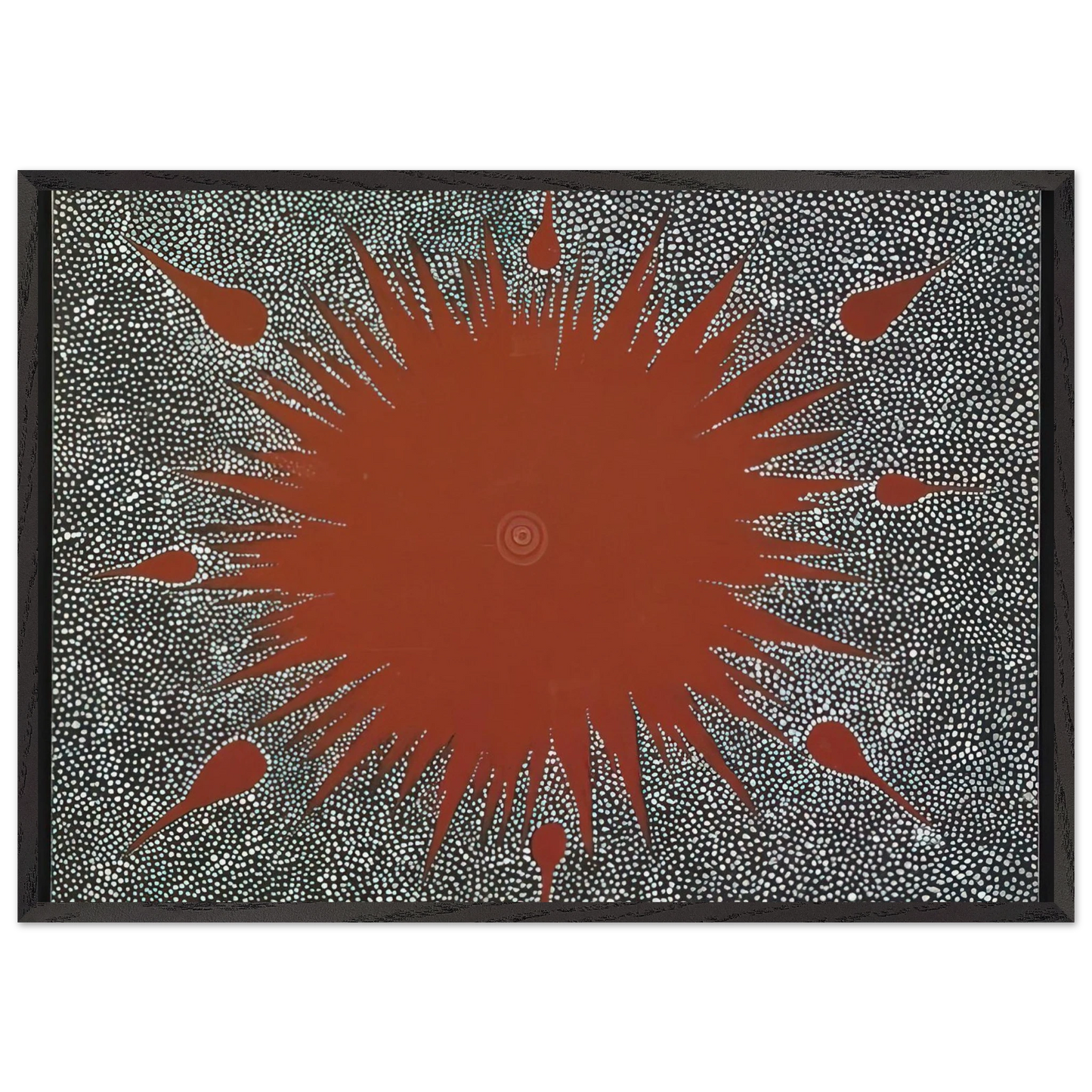Dreaming Story at Warlugulong - 1976 - Clifford Possum Tjapaltjarri 70x100 cm / 28x40 inches Framed Art Print – Black Wooden Frame