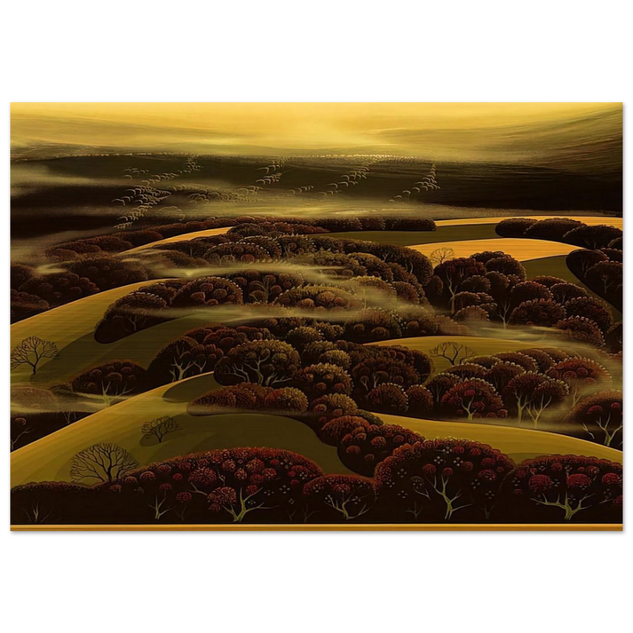 When the Fog Rolls In - Eyvind Earle Brushed Aluminum Print - 70x100 cm / 28x40 inches | Eyvind Earle Aluminum Print | Eyvind Earle Prints