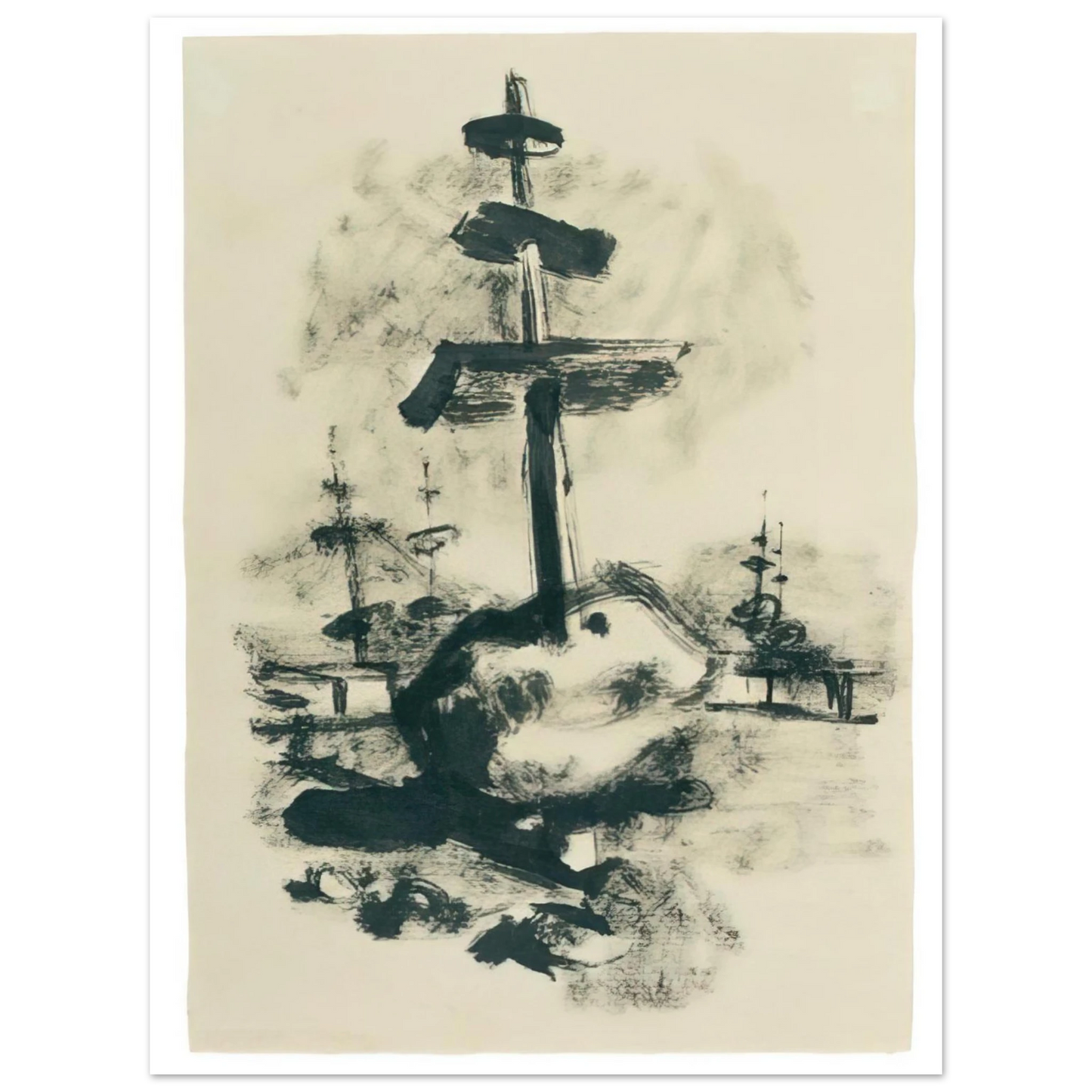 Julius Bissier - Come un monumento asiatico - 1936 75x100 cm / 30x40inches Fine Art Poster