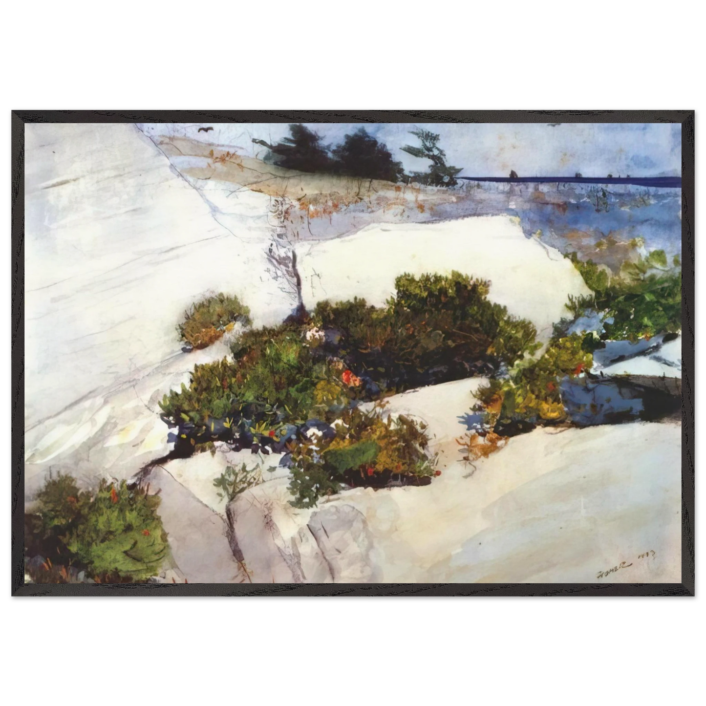 MAINE CLIFFS - Winslow Homer 70x100 cm / 28x40 inches Framed Art Print – Black Wooden Frame