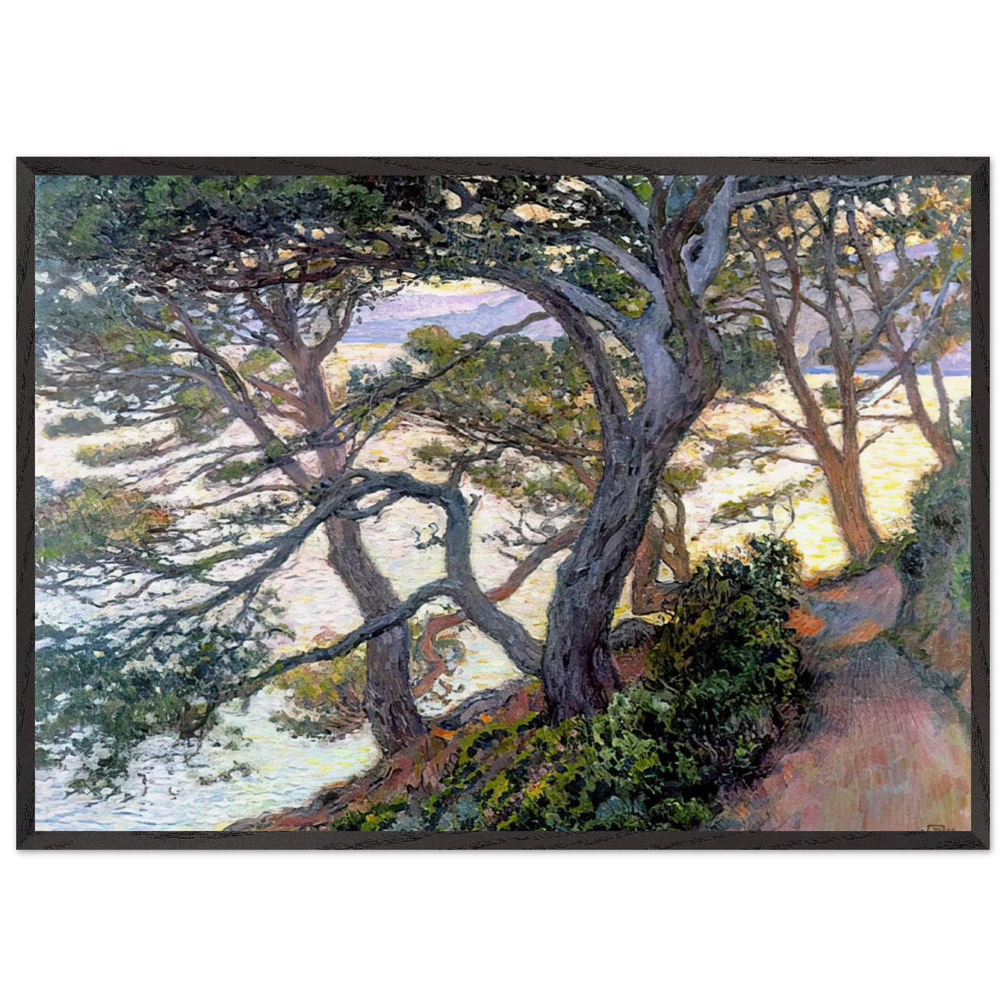 PINES OF RAYOL 1912 - Theo van Rysselberghe 70x100 cm / 28x40 inches Framed Art Print – Black Wooden Frame