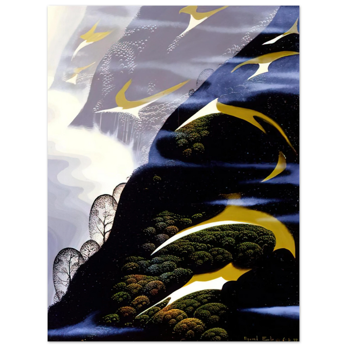Eyvind Earle - Copy of Sea mist and Pastures 75x100 cm / 30x40inches Fine Art Poster