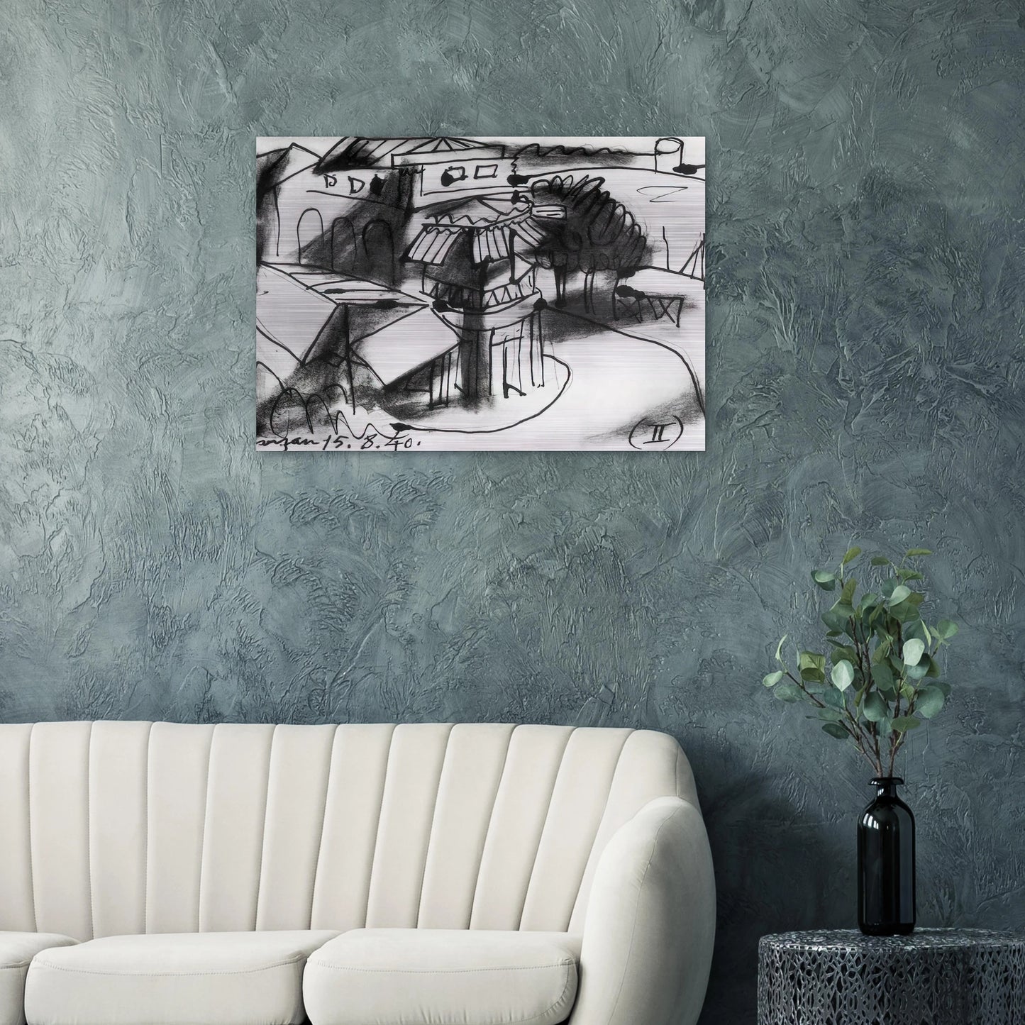 Café in Royan - 1940 - Pablo Picasso Brushed Aluminum Print - 70x100 cm / 28x40 inches | Pablo Picasso Aluminum Print | Pablo Picasso Prints
