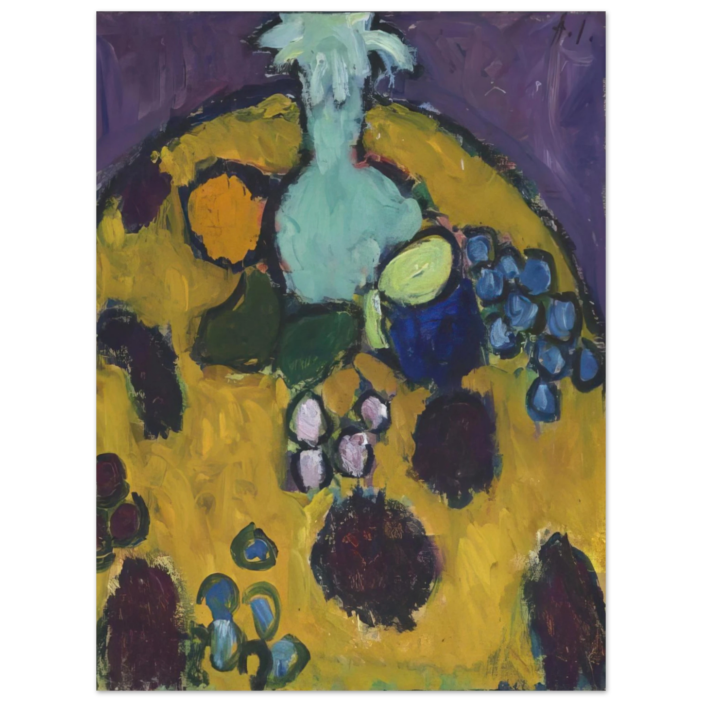Alexej von Jawlensky - STILLEBEN MIT GESTICKTER DECKE 1910 75x100 cm / 30x40inches Fine Art Poster