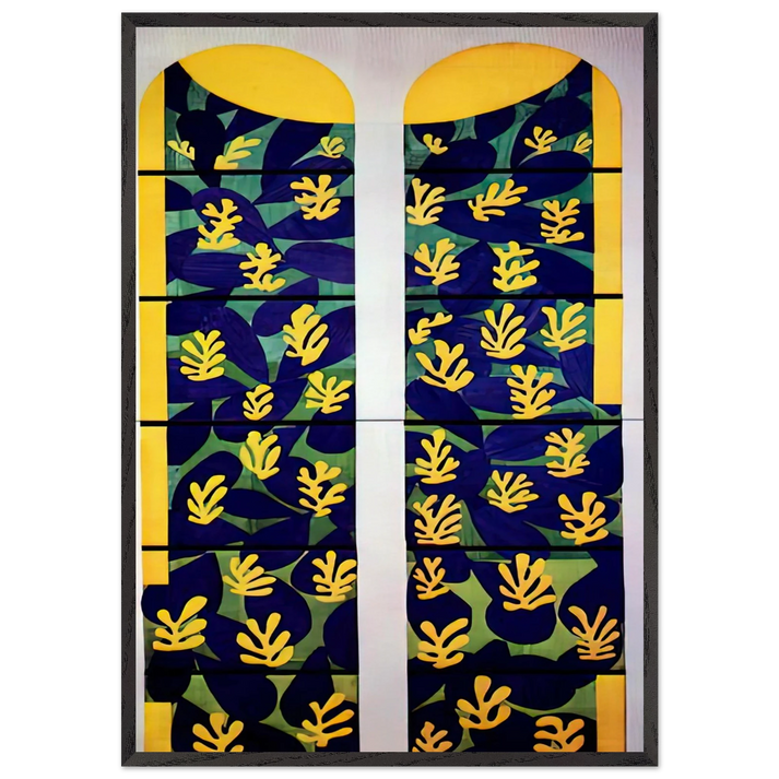 TREE OF LIFE STAINED GLASS BEHIND THE ALTAR IN THE CHAPEL OF THE ROSARY AT VENCE 1951 - Henri Matisse 70x100 cm / 28x40 inches Framed Art Print – Black Wooden Frame
