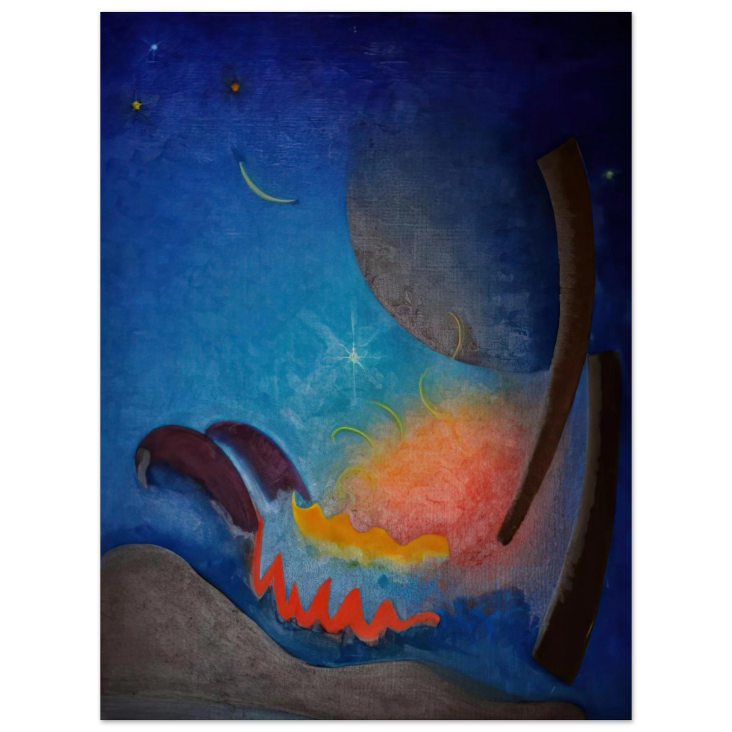 Agnes Lawrence Pelton - Night Fires - Precisionism 75x100 cm / 30x40inches Fine Art Poster