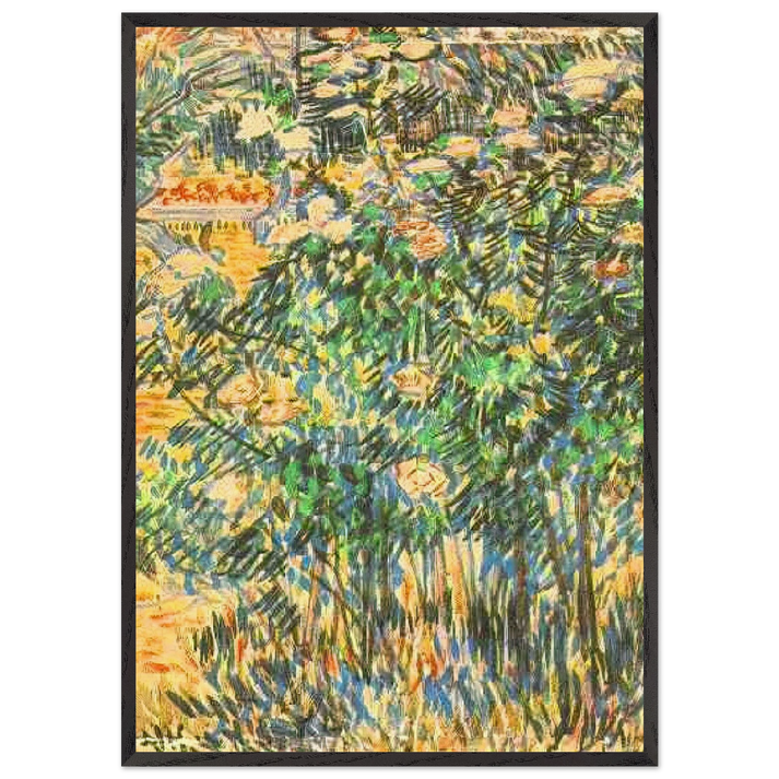 Flowering Shrubs - Vincent van Gogh 70x100 cm / 28x40 inches Framed Art Print – Black Wooden Frame