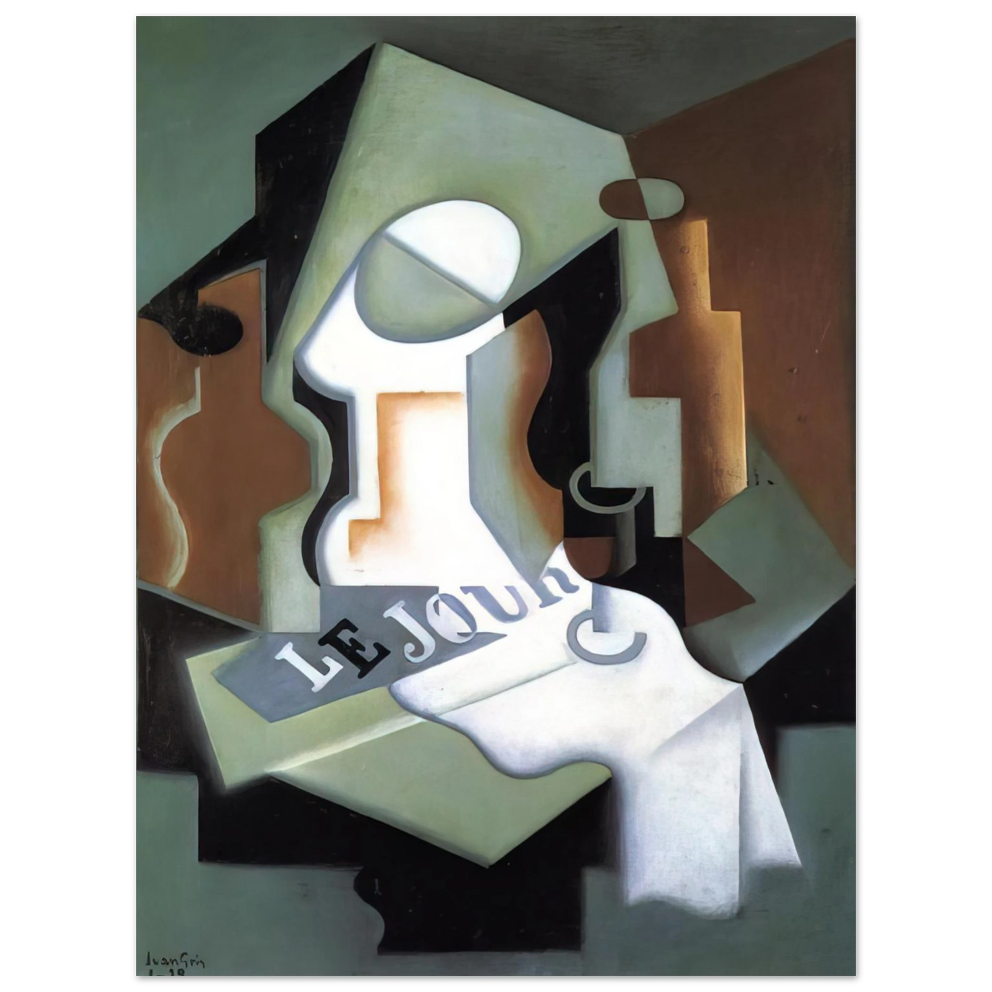 Juan Gris - BOTTLE AND FRUIT DISH 75x100 cm / 30x40inches Fine Art Poster