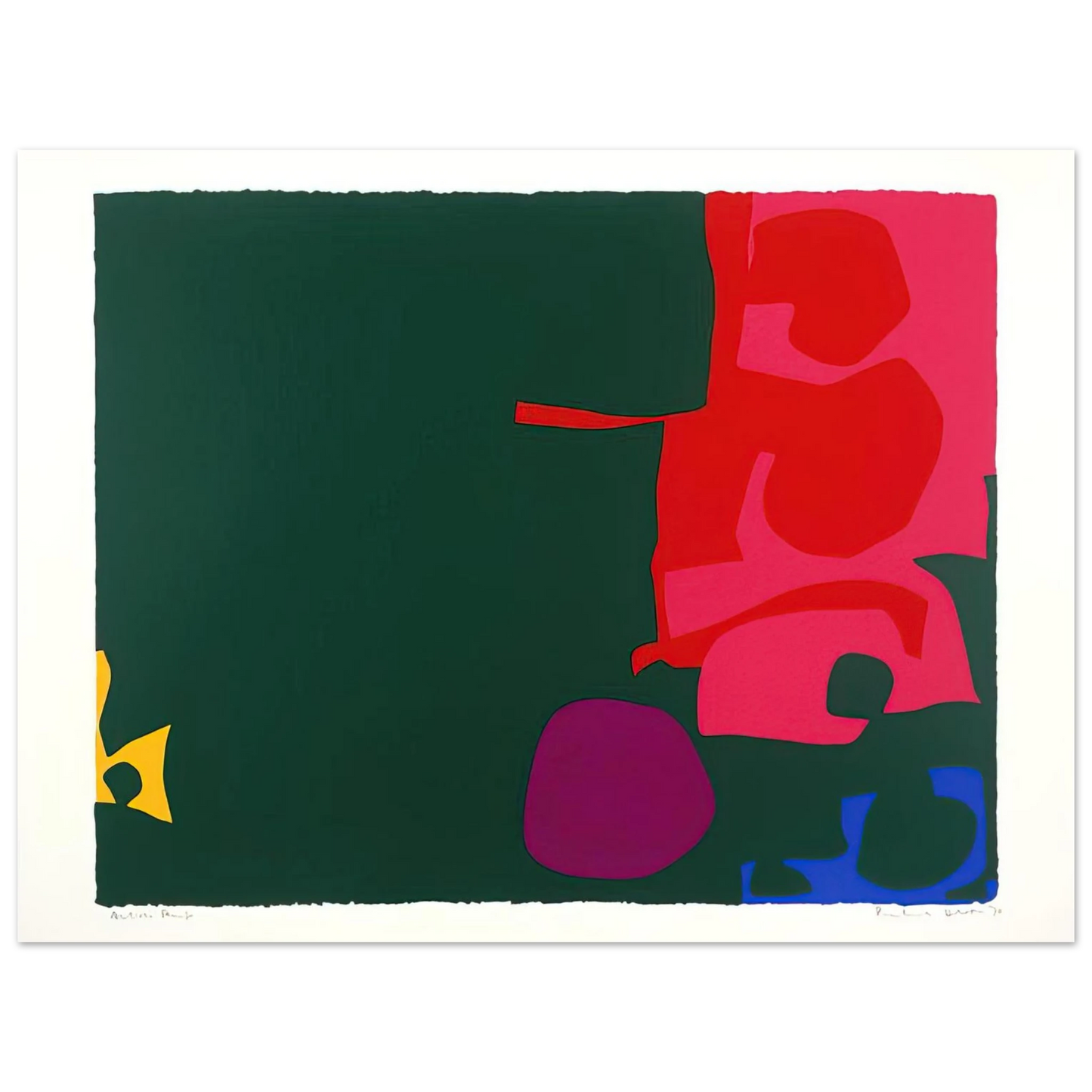 Patrick Heron - Interlocking Scarlet and Pink in Deep Green - 1970 75x100 cm / 30x40inches Fine Art Poster