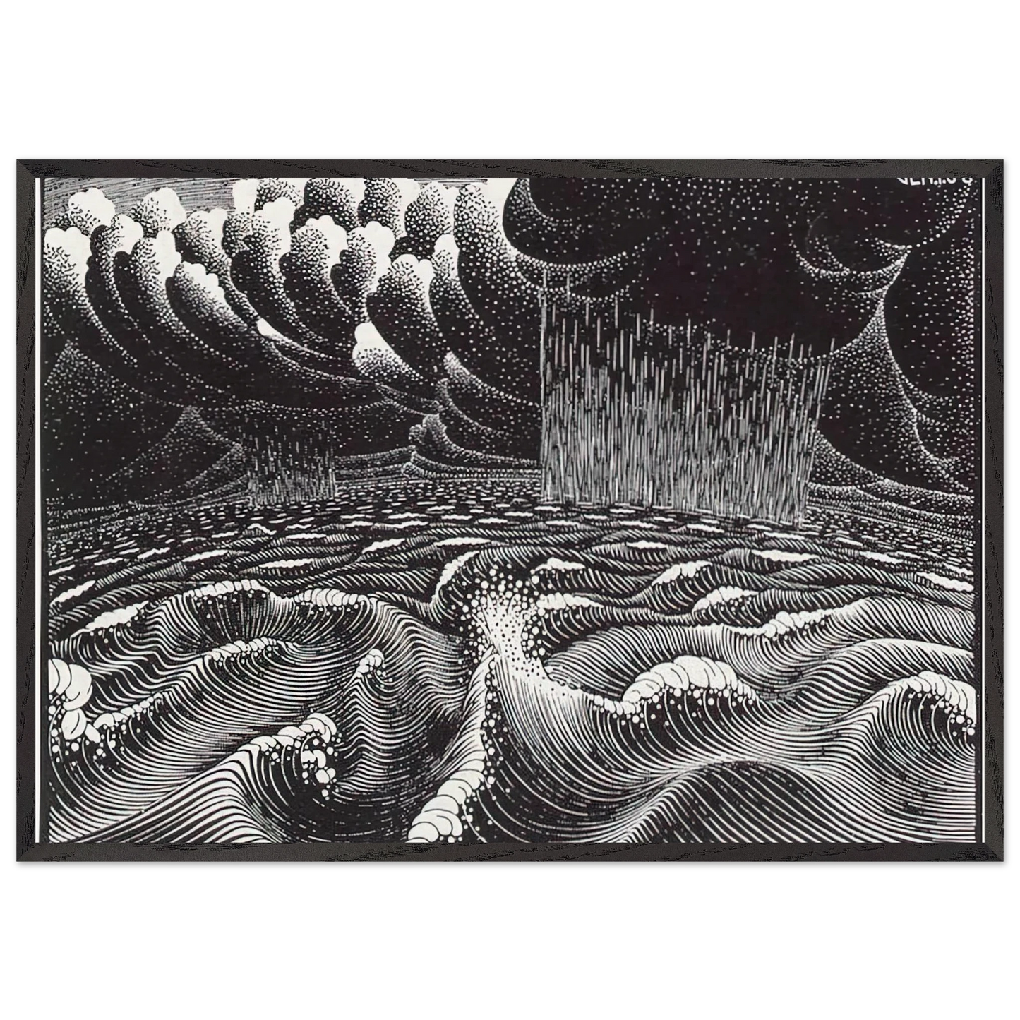 THE 2ND DAY OF THE CREATION - MC Escher 70x100 cm / 28x40 inches Framed Art Print – Black Wooden Frame | Maurits Cornelis Escher Prints