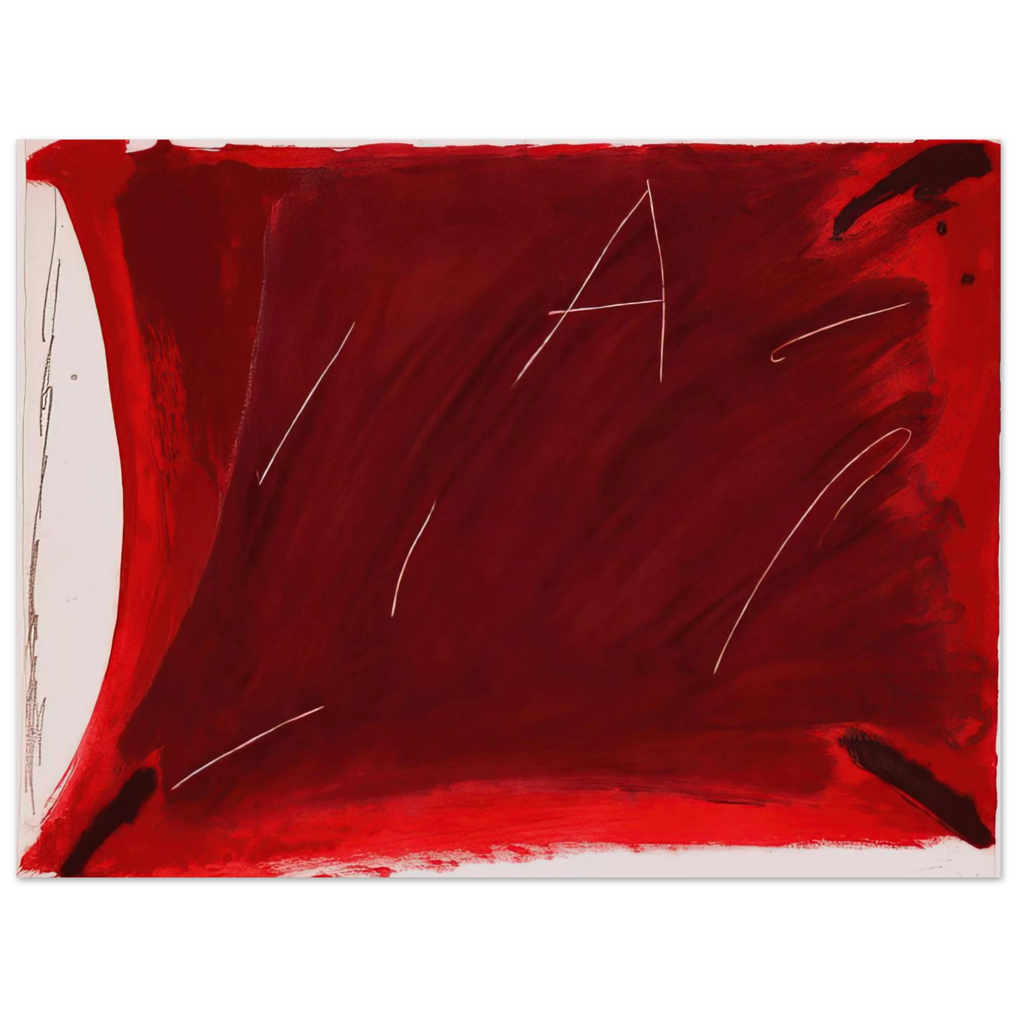 Antoni Tapies - NEGRE I ROIG V A DAMUNT VERMELL 1976 75x100 cm / 30x40inches Fine Art Poster