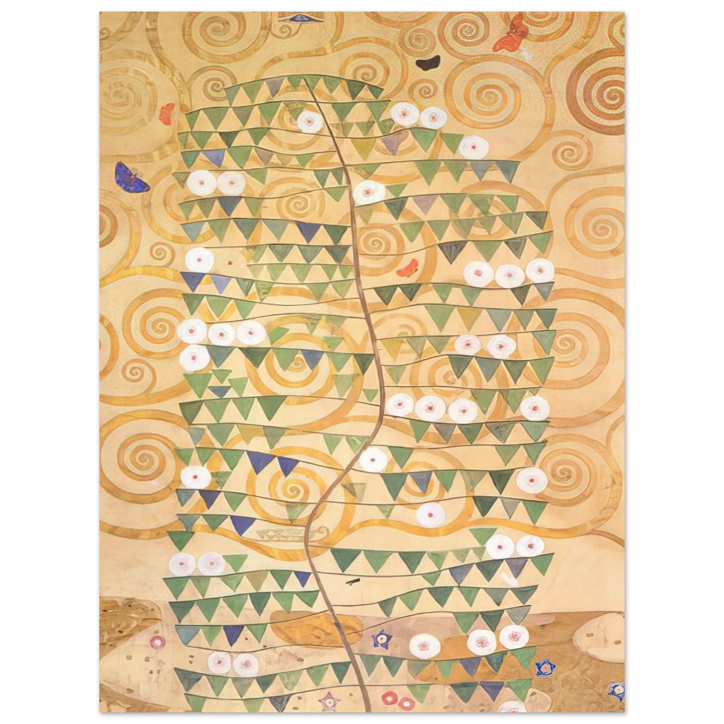 Gustav Klimt - CARTOON FOR THE FRIEZE OF THE VILLA STOCLET IN BRUSSELS RIGHT PART OF THE TREE OF LIFE 1909 75x100 cm / 30x40inches Fine Art Poster