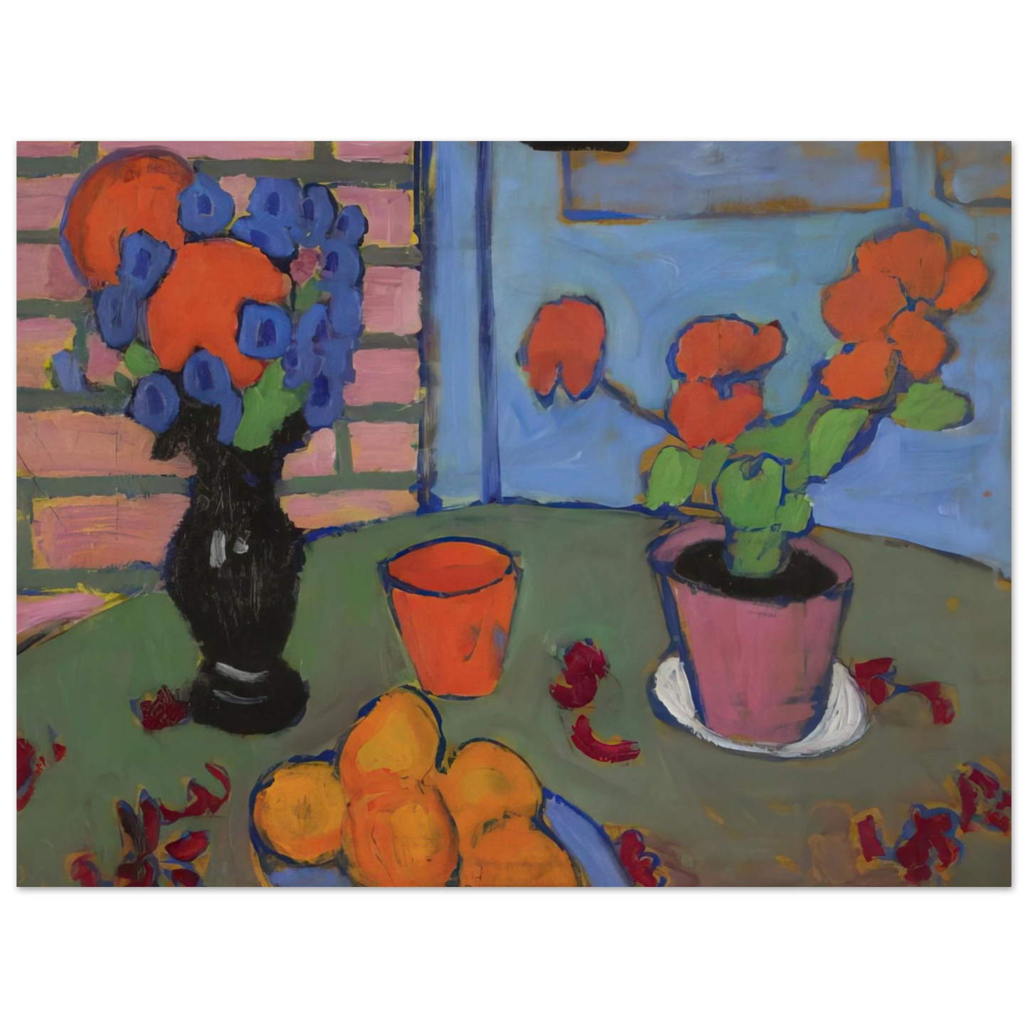 Alexej von Jawlensky - STILL LIFE WITH FLOWERS AND ORANGES 1909 75x100 cm / 30x40inches Fine Art Poster