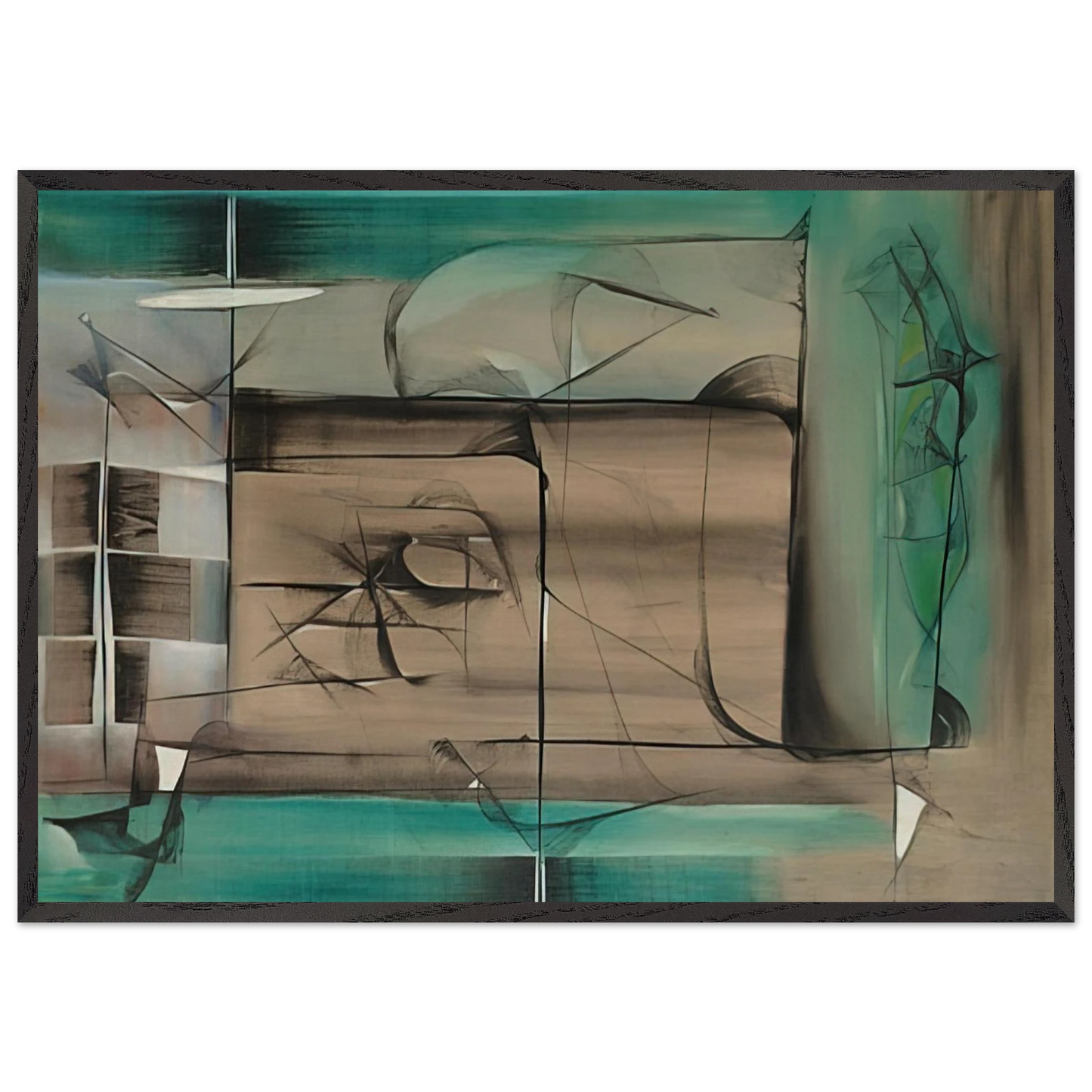 Abstraction in Green and Black - 1946 - Jimmy Ernst 70x100 cm / 28x40 inches Framed Art Print – Black Wooden Frame