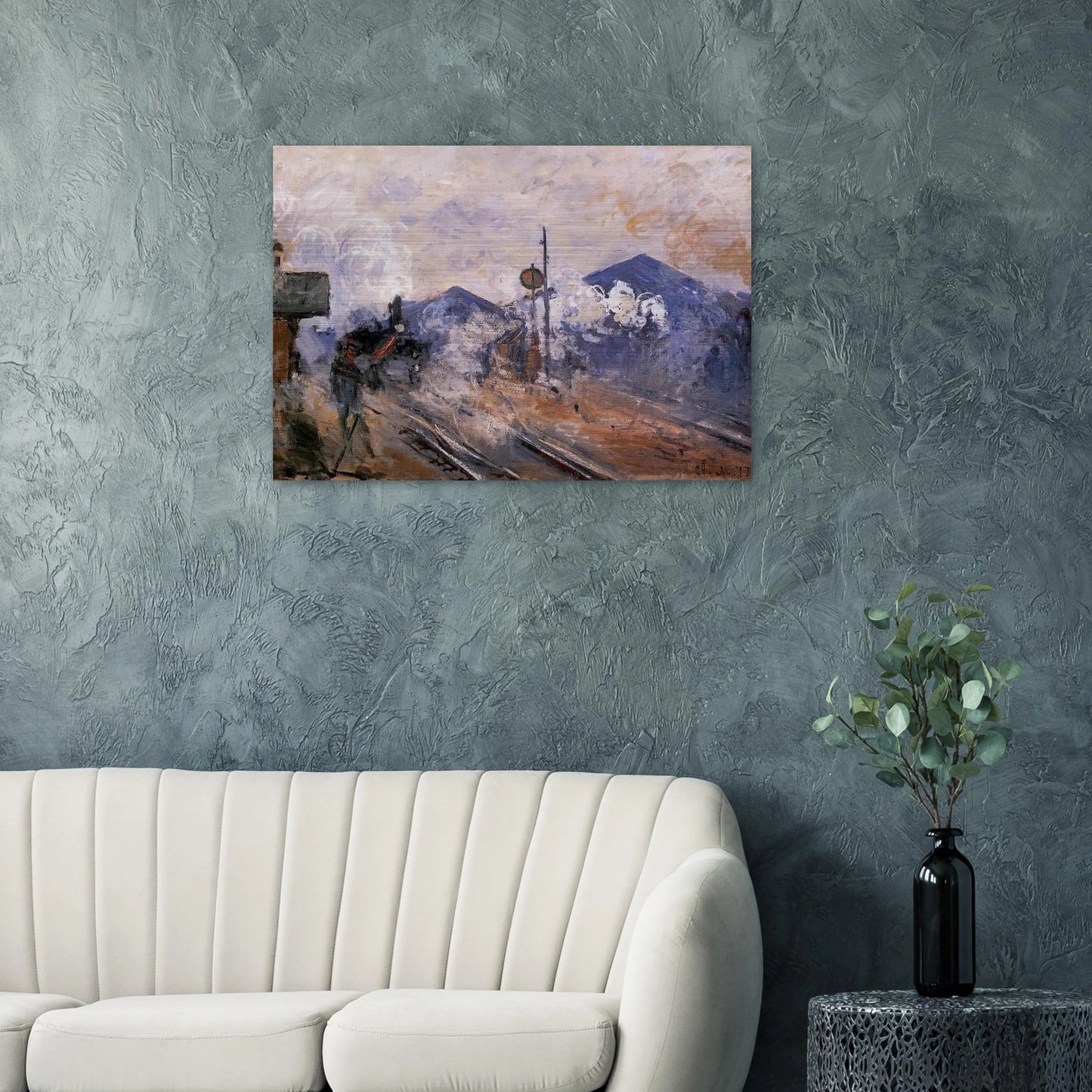 Saint-Lazare Station, Track Coming out - claude monet Brushed Aluminum Print - 70x100 cm / 28x40 inches | claude monet Aluminum Print | claude monet Prints