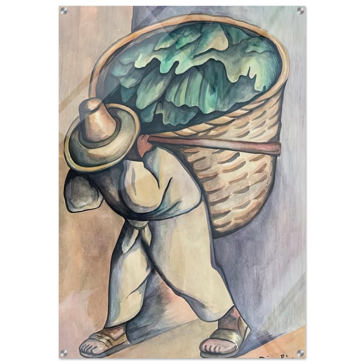 EL CARGADOR DE HOJAS DE PLATANO 1953 - Diego Rivera Acrylic Print - 70x100 cm / 28x40″ inches