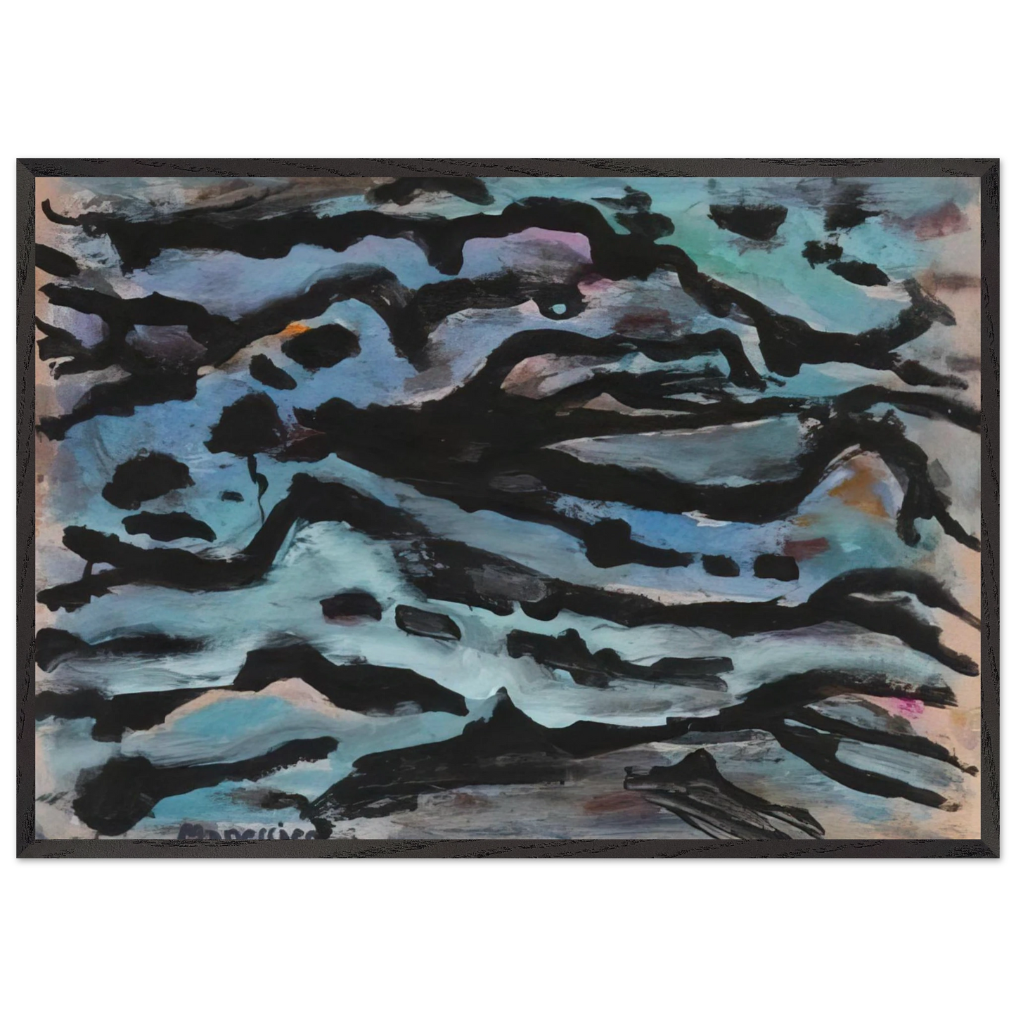 Composition - 1959 - Alfred Manessier 70x100 cm / 28x40 inches Framed Art Print – Black Wooden Frame