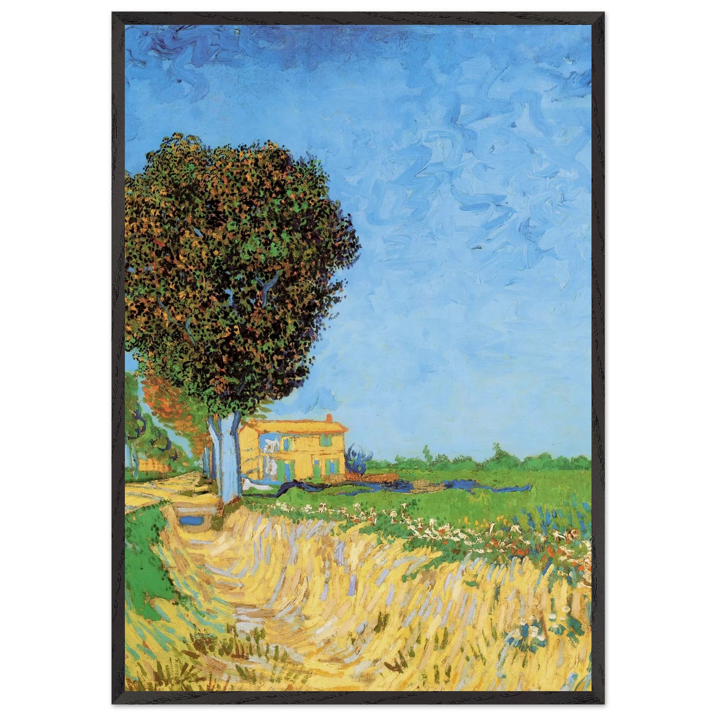 A Lane near Arles - Vincent van Gogh 70x100 cm / 28x40 inches Framed Art Print – Black Wooden Frame