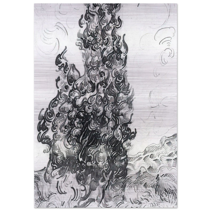 Cypresses - Vincent van Gogh Brushed Aluminum Print - 70x100 cm / 28x40 inches | Vincent van Gogh Aluminum Print | Vincent van Gogh Prints