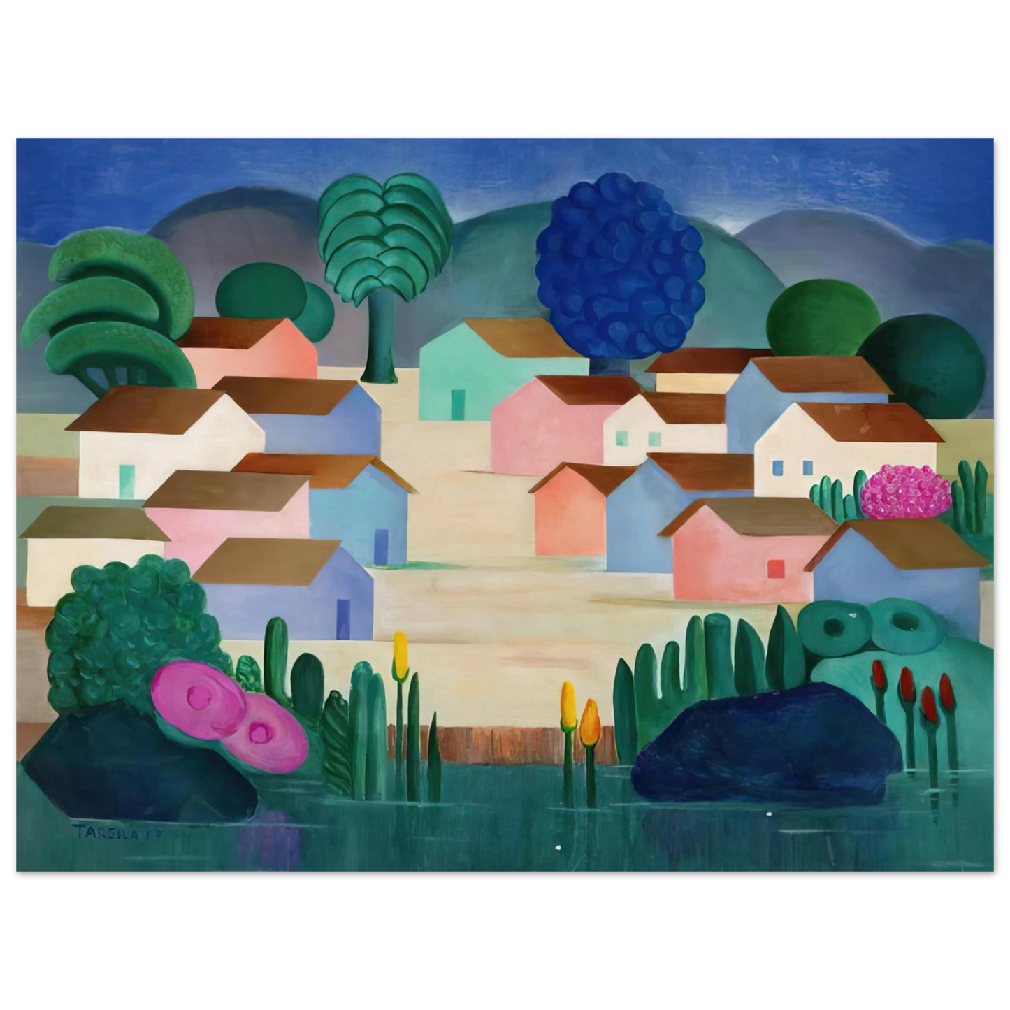 Tarsila do Amaral - Landscape with Sixteen Houses 75x100 cm / 30x40inches Fine Art Poster