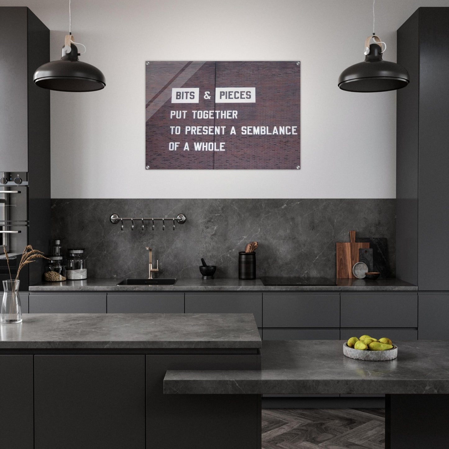 Bits Pieces Put Together to Present a Semblance of a Whole - 2005 - Lawrence Weiner Acrylic Print - 70x100 cm / 28x40″ inches | Lawrence Weiner Wall Art | Lawrence Weiner Prints
