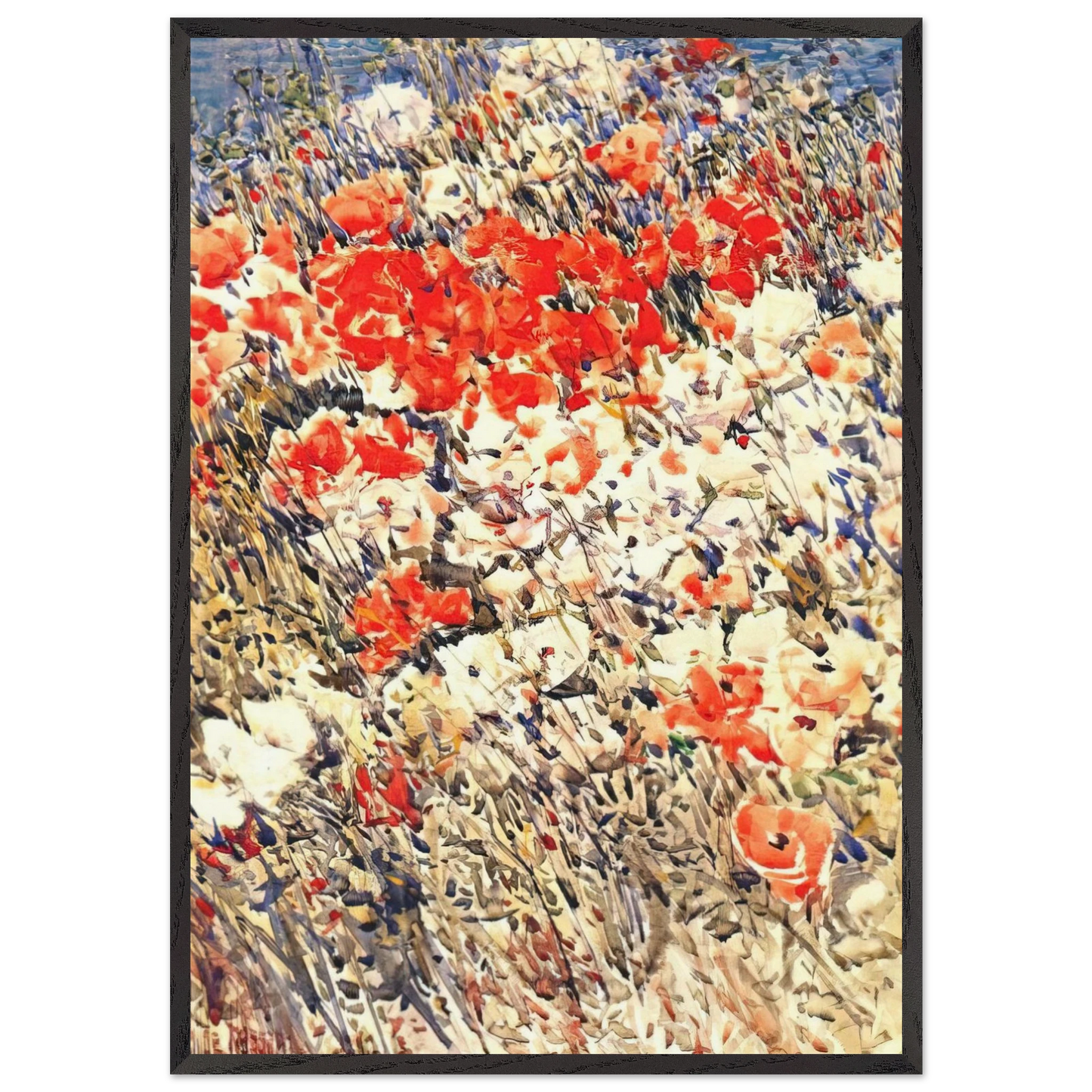 The island garden - Childe Hassam 70x100 cm / 28x40 inches Framed Art Print – Black Wooden Frame