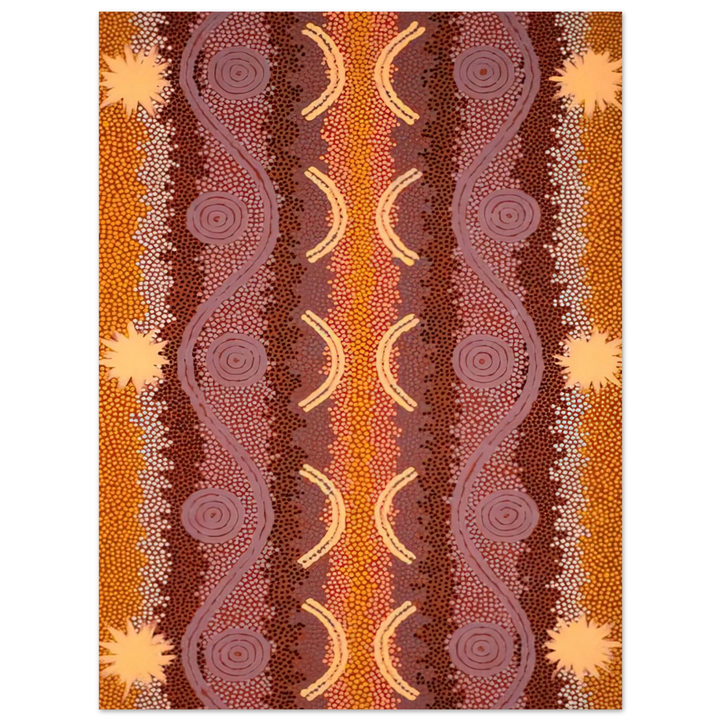 Clifford Possum Tjapaltjarri - Possum and Rock Wallaby Dreaming at Mount Allan - 1996 75x100 cm / 30x40inches Fine Art Poster