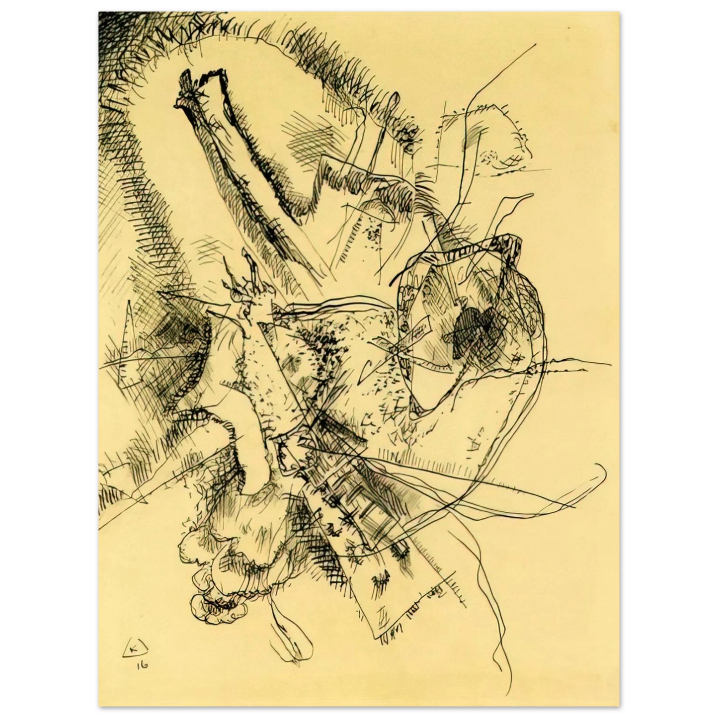 Wassily Kandinsky - DRAWING FOR ETCHING II 1916 75x100 cm / 30x40inches Fine Art Poster