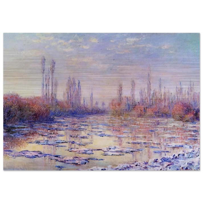 Floating Ice on the Seine - claude monet Brushed Aluminum Print - 70x100 cm / 28x40 inches | claude monet Aluminum Print | claude monet Prints