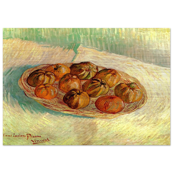 Still Life with Basket of Apples to Lucien Pissarro - Vincent van Gogh Brushed Aluminum Print - 70x100 cm / 28x40 inches | Vincent van Gogh Aluminum Print | Vincent van Gogh Prints