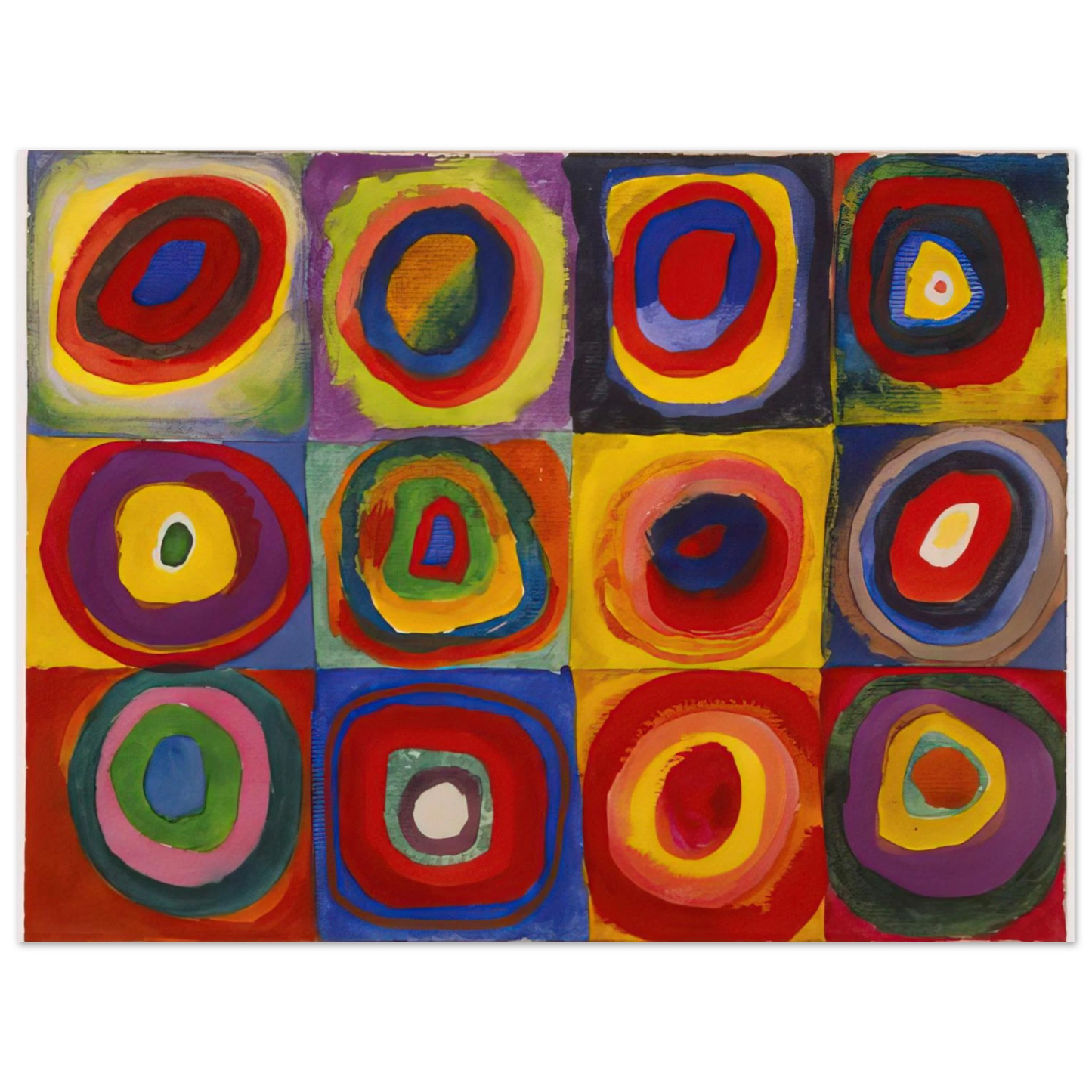 Wassily Kandinsky - COLOR STUDY SQUARES WITH CONCENTRIC CIRCLES 1913 75x100 cm / 30x40inches Fine Art Poster