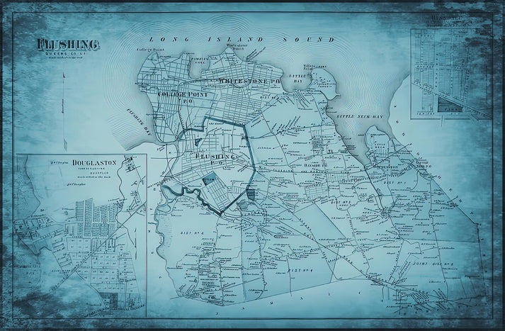 Flushing Queens NY Map 1873 Vintage Art Print | RedKalion