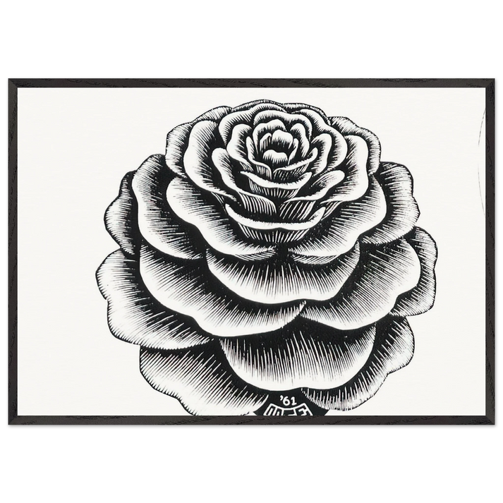 FLOWER 1 - MC Escher 70x100 cm / 28x40 inches Framed Art Print – Black Wooden Frame | Maurits Cornelis Escher Prints